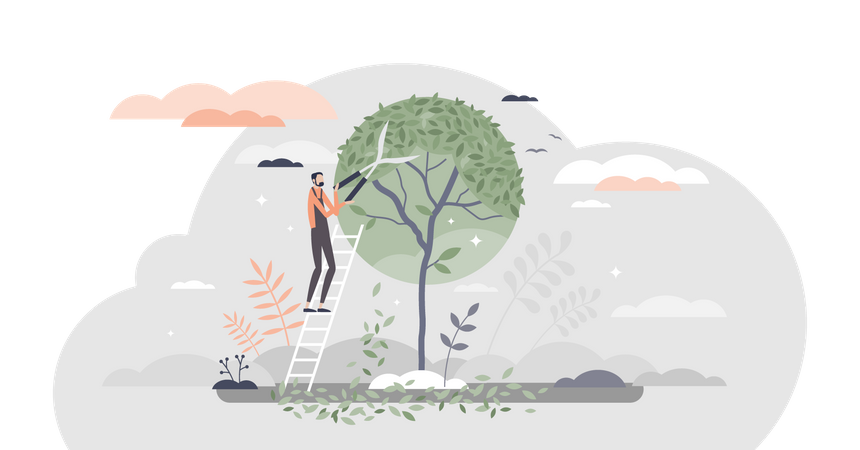 Tree pruning and gardening  Illustration