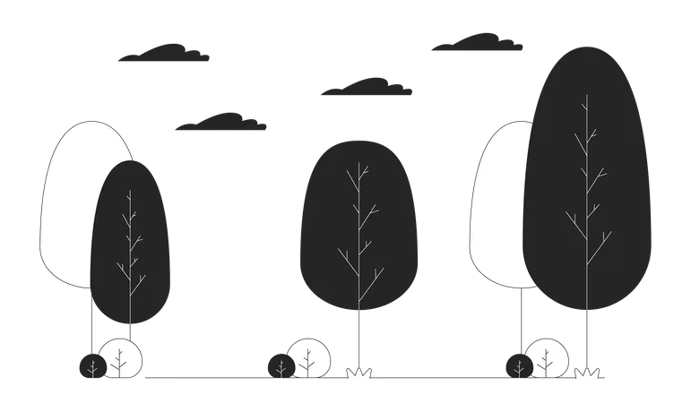 Trees and bushes in park  Illustration