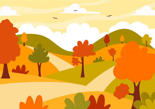 Trees and Fall Leaves  Illustration