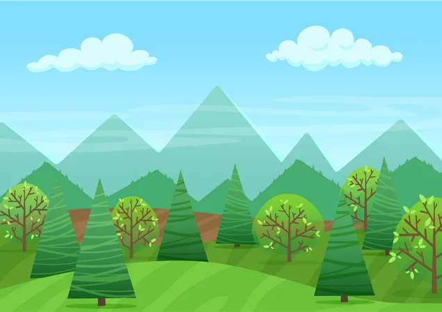Trees in forest Illustration