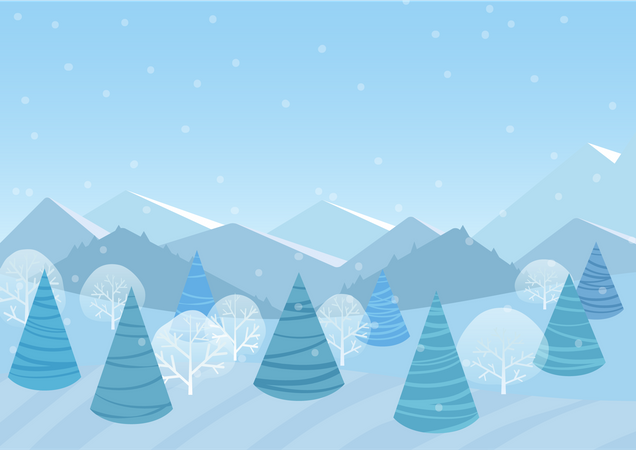 Trees in winter forest  Illustration