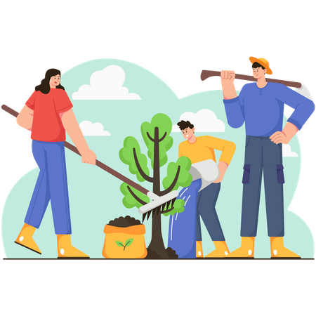 Trees Planting  Illustration