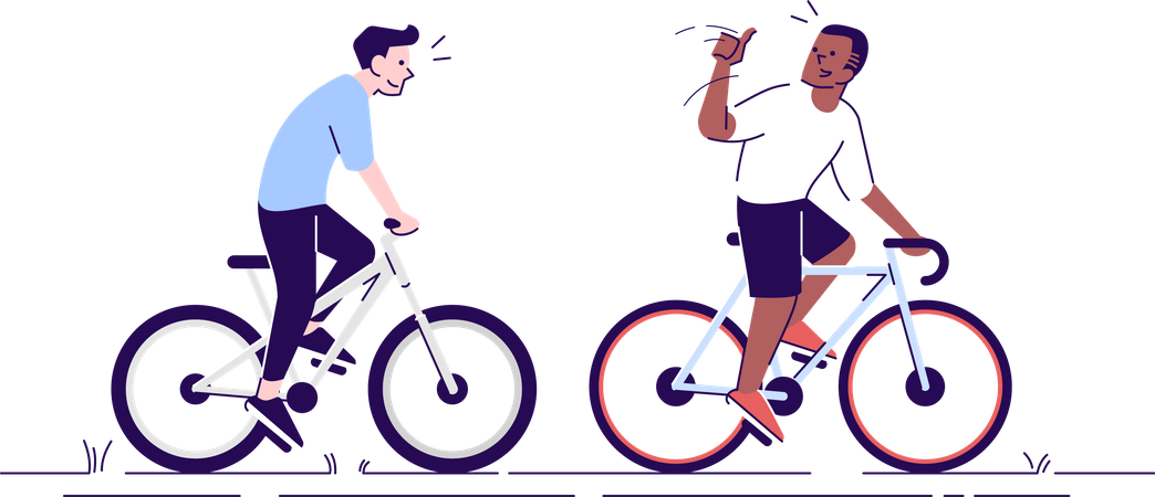 Treinador apoiando ciclista  Ilustração