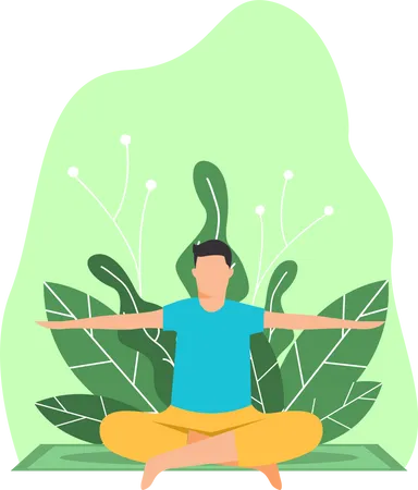 Treinador de ioga fazendo ioga no jardim  Ilustração