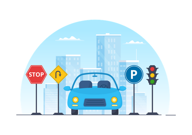 Treinamento de aprendizagem de carro  Ilustração