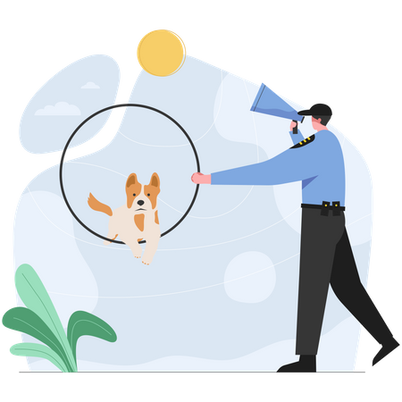 Treinamento de cão policial  Ilustração
