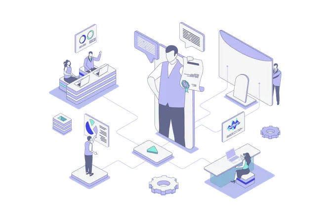 Treinamento de pessoas com coach de negócios em palestra para funcionários da empresa  Illustration