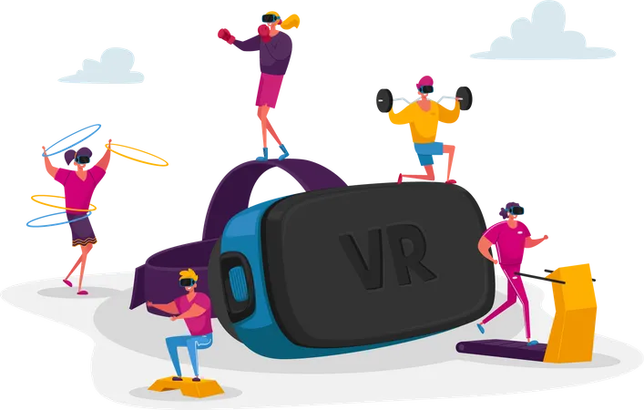 Treino usando tecnologia VR  Ilustração