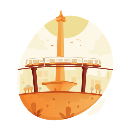 Trem elevado em Jacarta  Ilustração