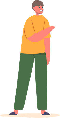 Trembling Child Boy Character Feel Fear With Wide Eyes  Illustration