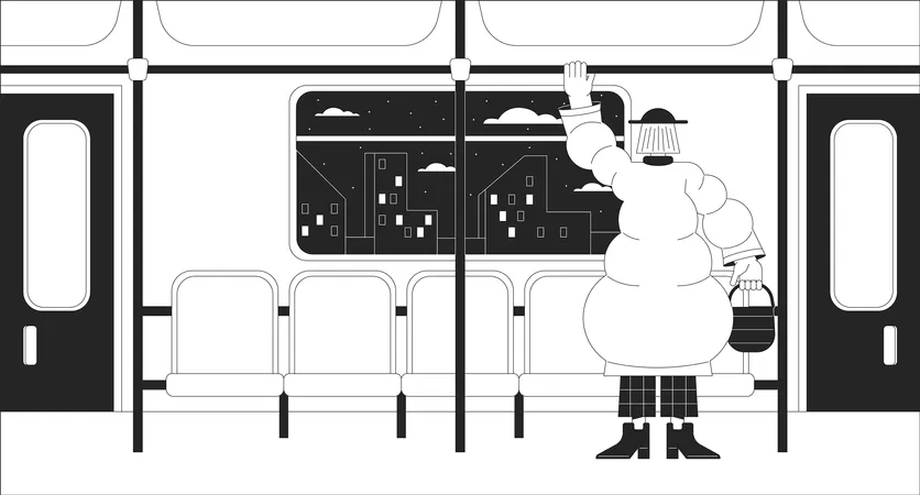 Pasajero de ferrocarril suburbano  Ilustración