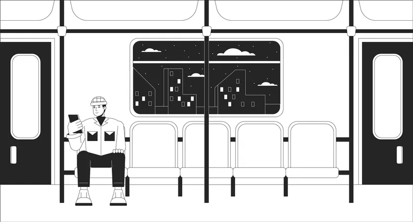 Pasajero de tren de cercanías  Ilustración