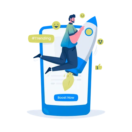 Trending boost startup  Illustration