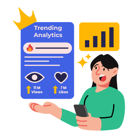 Trending social media content analytics  Illustration