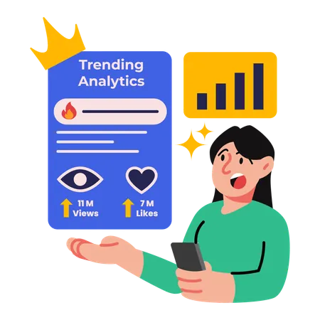 Trending social media content analytics  Illustration