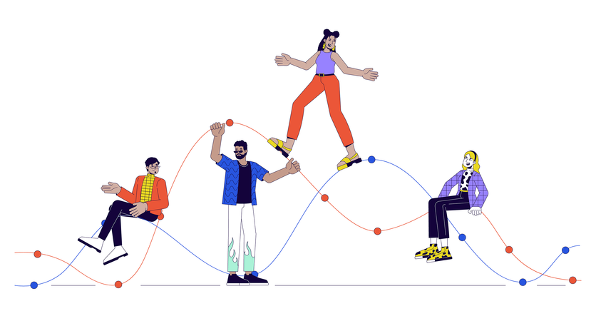 Trends graph people  Illustration