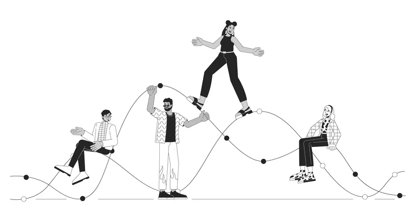 Trends graph people  Illustration