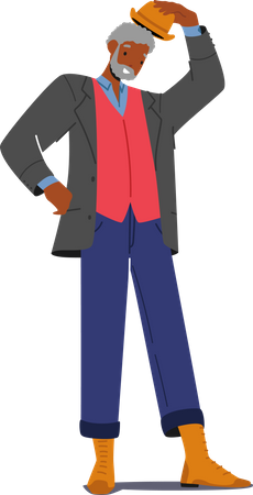 Trendy African Man Wear Hipster Clothes and Hat Illustration