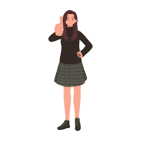 Trendy Girl showing thumbs up  Illustration