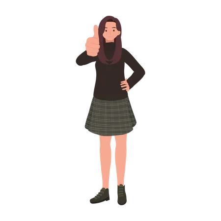 Trendy Girl showing thumbs up  Illustration
