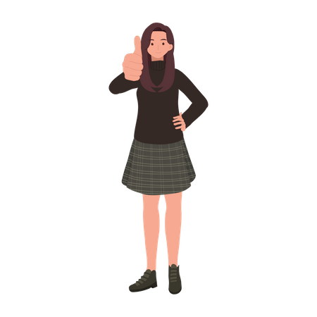 Trendy Girl showing thumbs up  Illustration