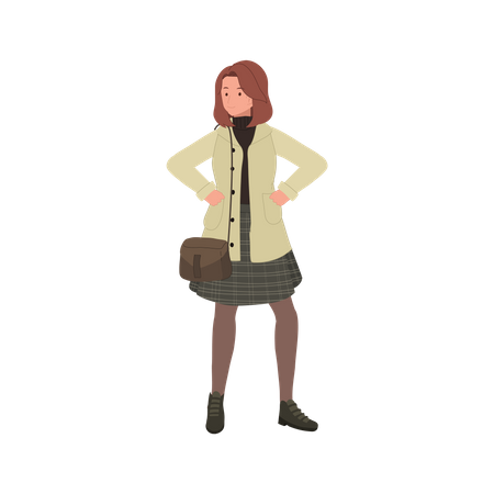 Trendy Girl standing  Illustration