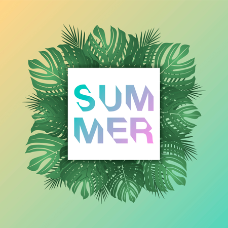 Trendy summer tropical leaves Illustration