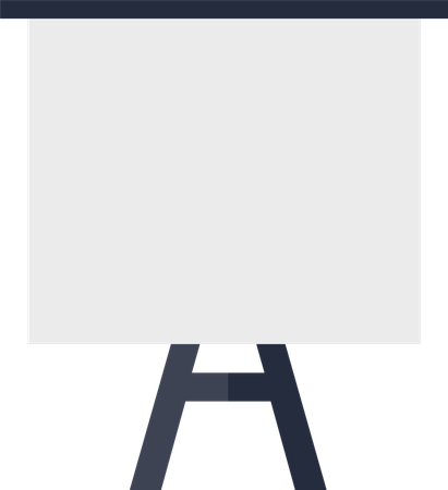 Tableau blanc sur trépied avec écran vierge  Illustration