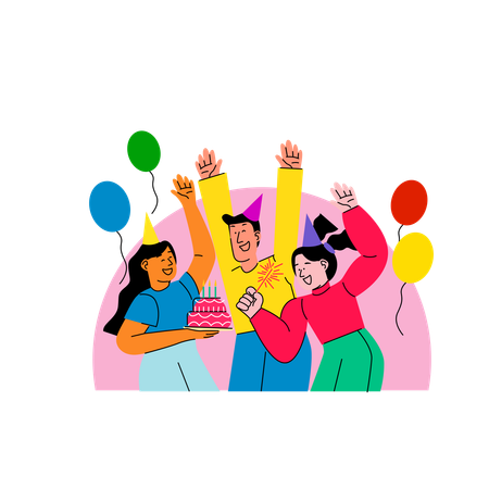 Três amigos comemoram o ano novo  Illustration