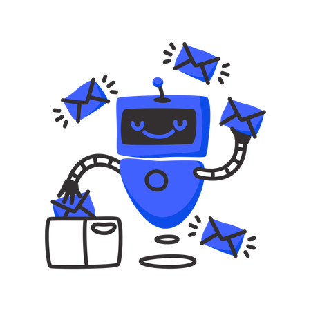 Classificando e-mails por robô  Ilustração