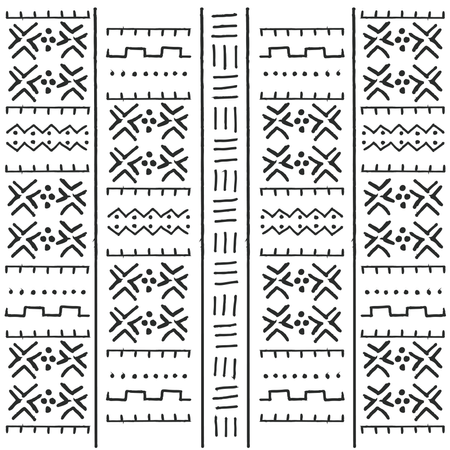 Tribal ethnic colorful bohemian pattern with geometric elements, African mud cloth, tribal design  Illustration