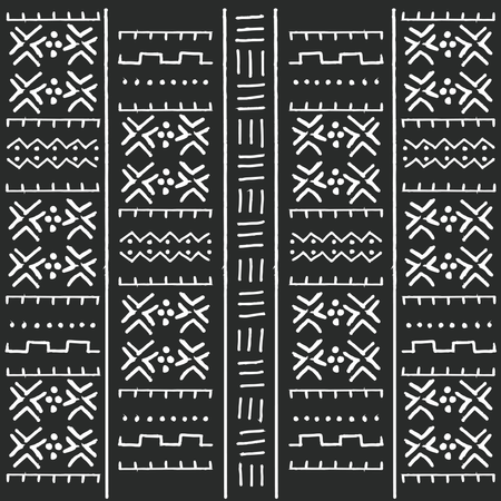 Tribal ethnic colorful bohemian pattern with geometric elements, African mud cloth, tribal design  Illustration