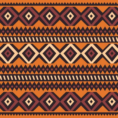 Tribal ethnic colorful bohemian pattern with geometric elements, African mud cloth, tribal design  Illustration