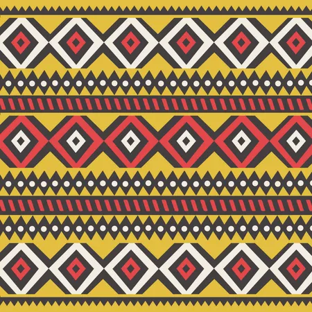 Tribal ethnic colorful bohemian pattern with geometric elements, African mud cloth, tribal design  Illustration