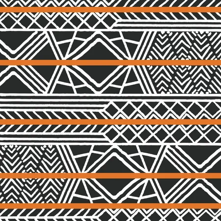 Tribal ethnic colorful bohemian pattern with geometric elements, African mud cloth, tribal design  Illustration