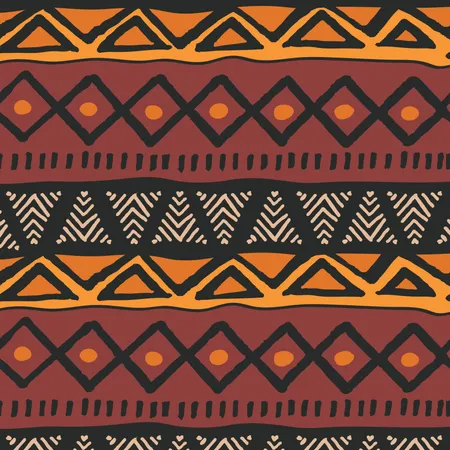 Tribal ethnic colorful bohemian pattern with geometric elements, African mud cloth, tribal design  Illustration