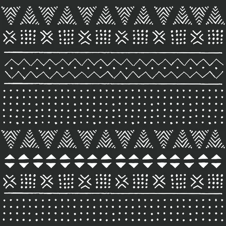 Tribal ethnic colorful bohemian pattern with geometric elements, African mud cloth, tribal design  Illustration