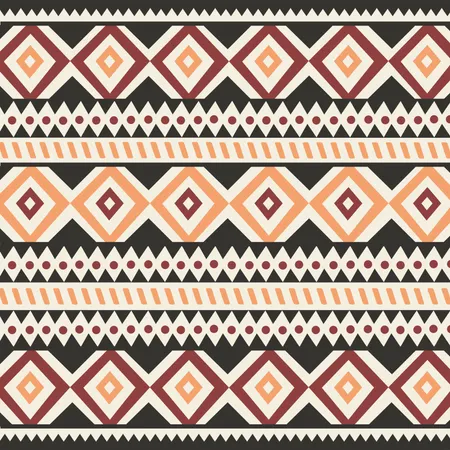 Tribal ethnic colorful bohemian pattern with geometric elements, African mud cloth, tribal design  Illustration