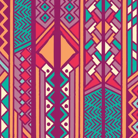 Padrao Boemio Colorido Etnico Tribal Com Elementos Geometricos Pano De Lama Africano Design Tribal Ilustracao Vetorial Ilustração