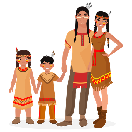 Tribal family standing together  Illustration