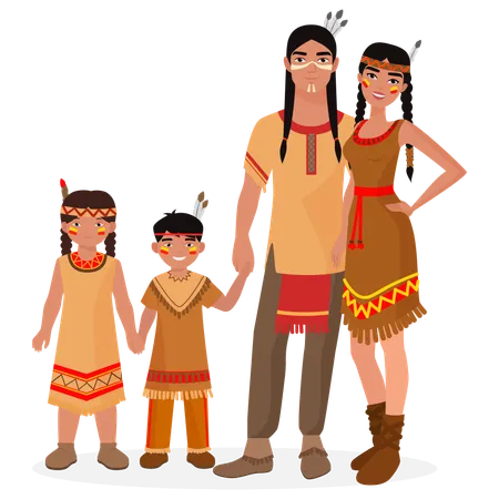 Tribal family standing together  Illustration