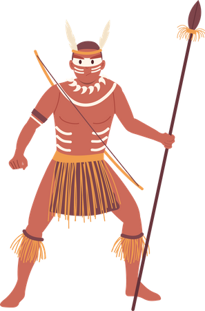 Tribal warrior dressed in ethnic African clothes  Illustration
