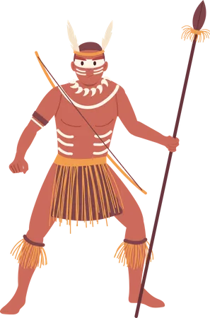 Tribal warrior dressed in ethnic African clothes  Illustration