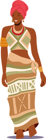 Tribal Woman Wearing Traditional Clothes Illustration