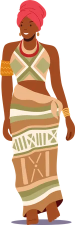 Tribal Woman Wearing Traditional Clothes Illustration