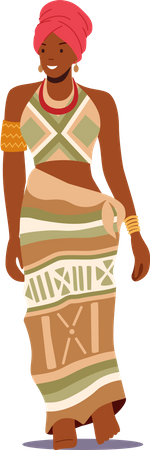 Tribal Woman Wearing Traditional Clothes  Illustration