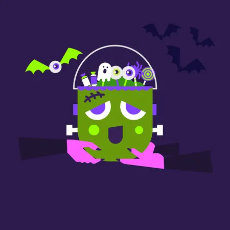 Trick or treat with Frankenstein Jar  Illustration