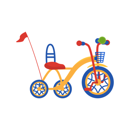 Tricycle d'entraînement pour enfants avec bras de poussée  Illustration