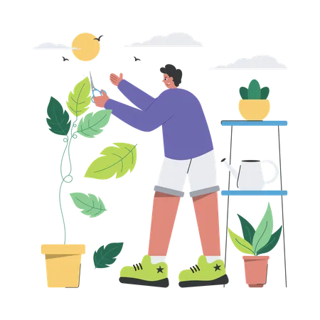 Trimming Plant Leaves  イラスト