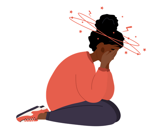 Triste femme africaine se sentant en mauvaise santé à cause de l'anémie  Illustration